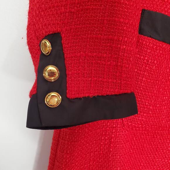 Tuckernuck Pomander Place Coco Tweed Bow Mini Dress Red Black Size Medium NEW - Picture 6 of 11